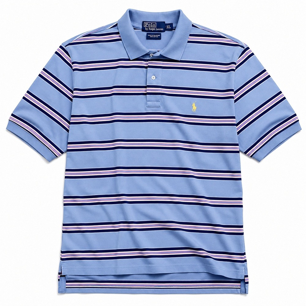 Polo Ralph Lauren Shirt Mens XL Preppy Vintage Stripes Powder Blue Small Pony